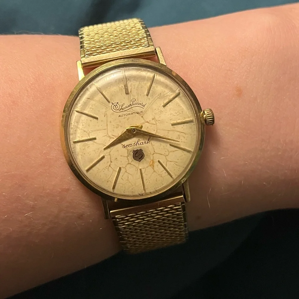 Vintage 14K Gold Lucien Piccard Seashark Men’s Automatique Wind-Up Watch - Picture 2 of 7